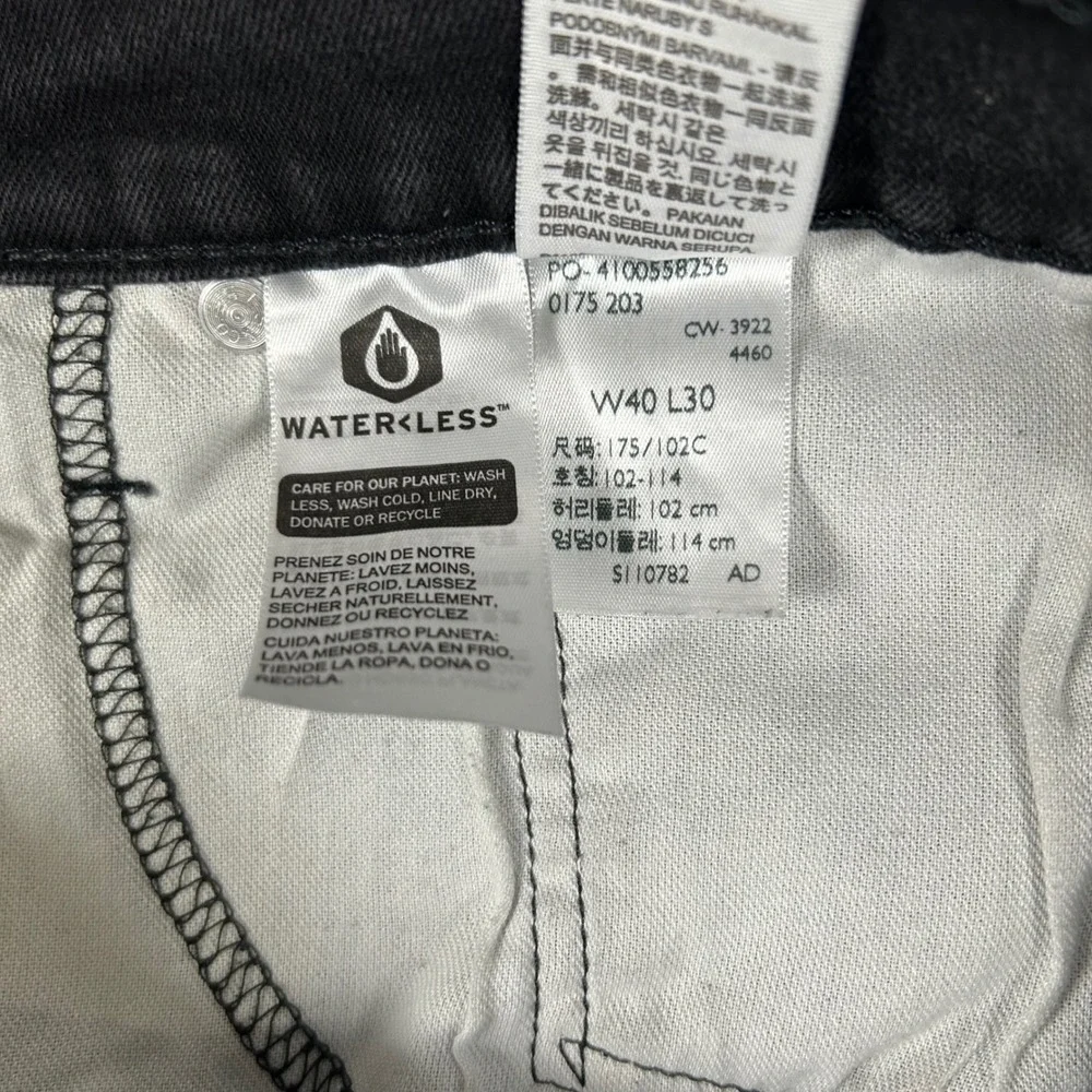 Levi's 514 Straight Leg Jeans Mens 40x30 Black Denim Waterless Classic Fit